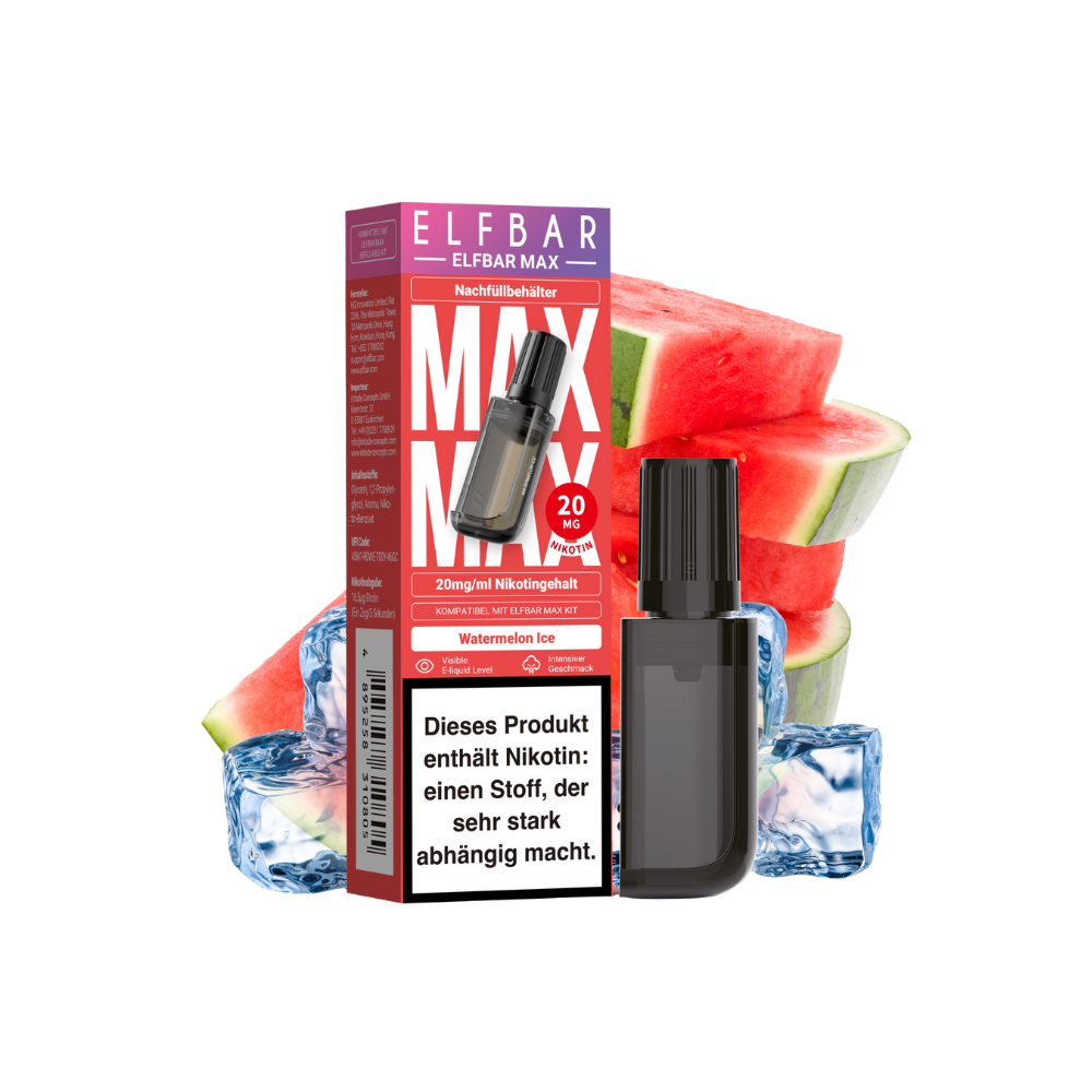 Elfbar Max Pod - Watermelon Ice 20mg nicotine content