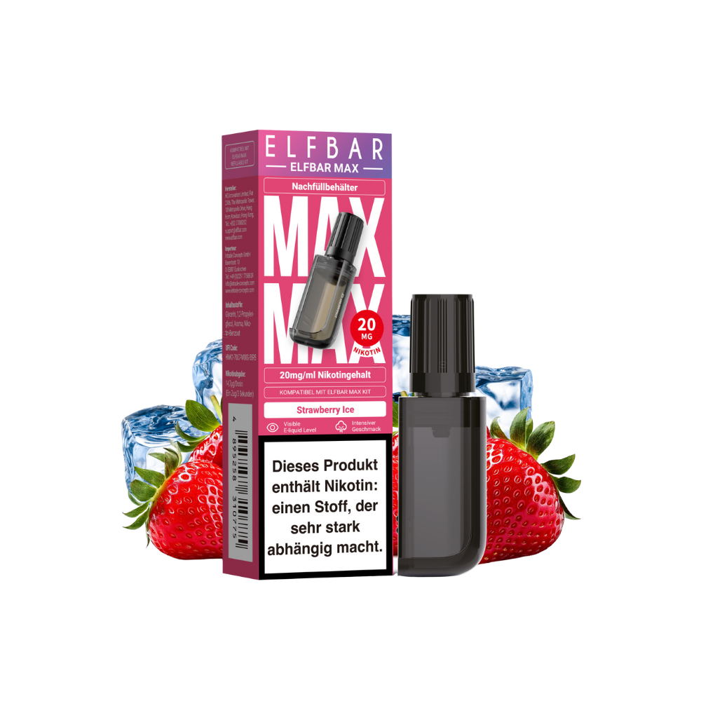 Elfbar Max Pod - Strawberry Ice 20mg nicotine content