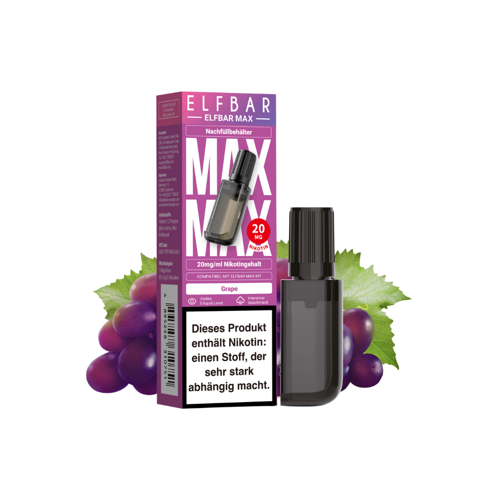 Elfbar Max Pod - Grape 20mg nicotine content