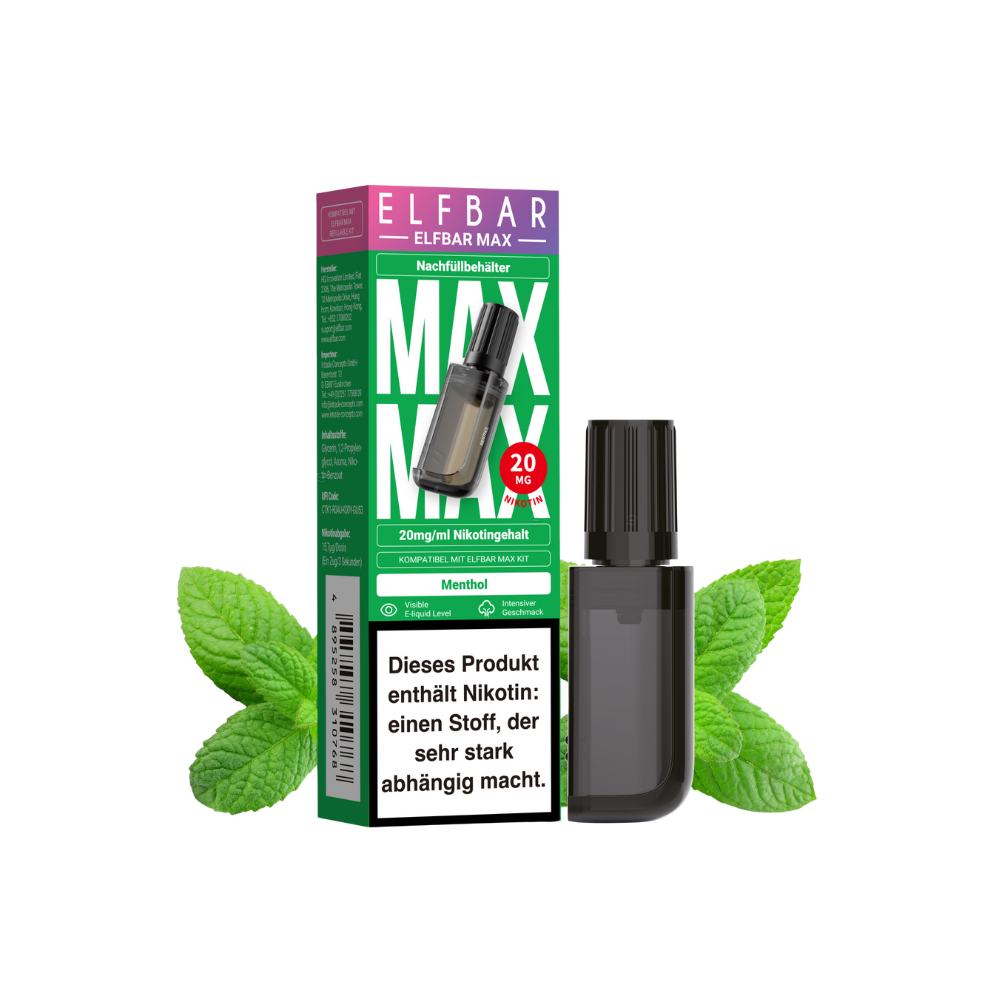 Elfbar Max Pod - Menthol 20mg nicotine content