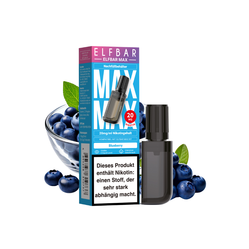Elfbar Max Pod - Blueberry 20mg nicotine content