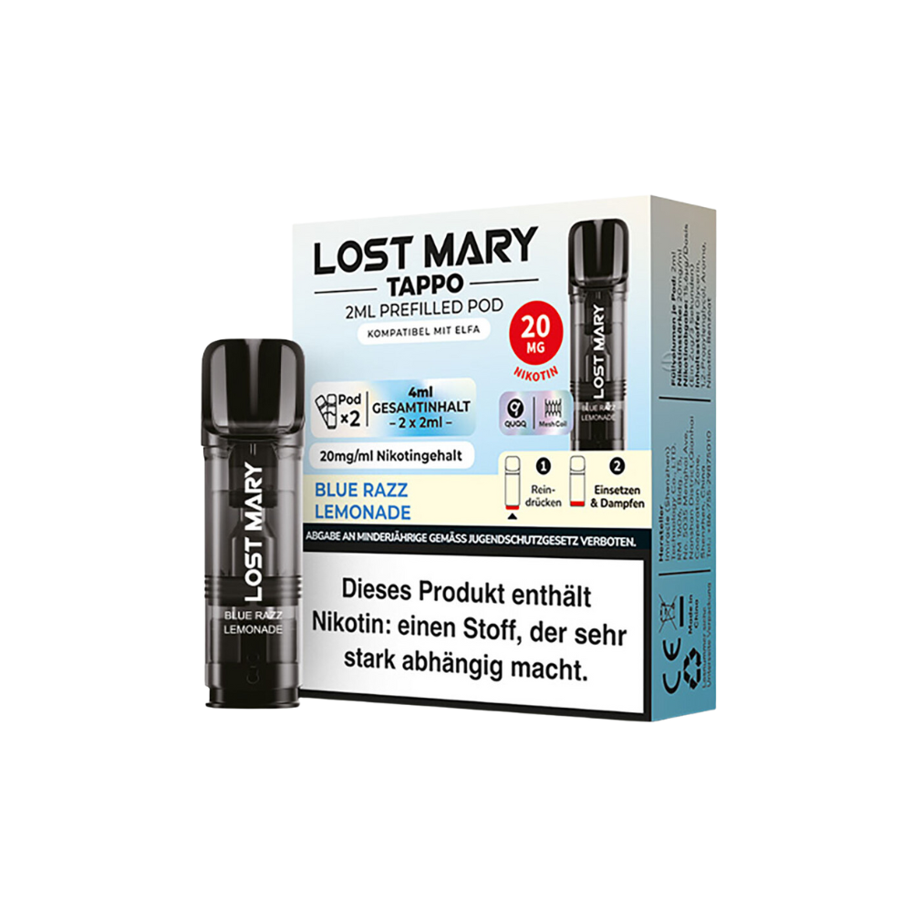 Elfbar Lost Mary Tappo Pod - Blue Razz Lemonade 2x 20mg